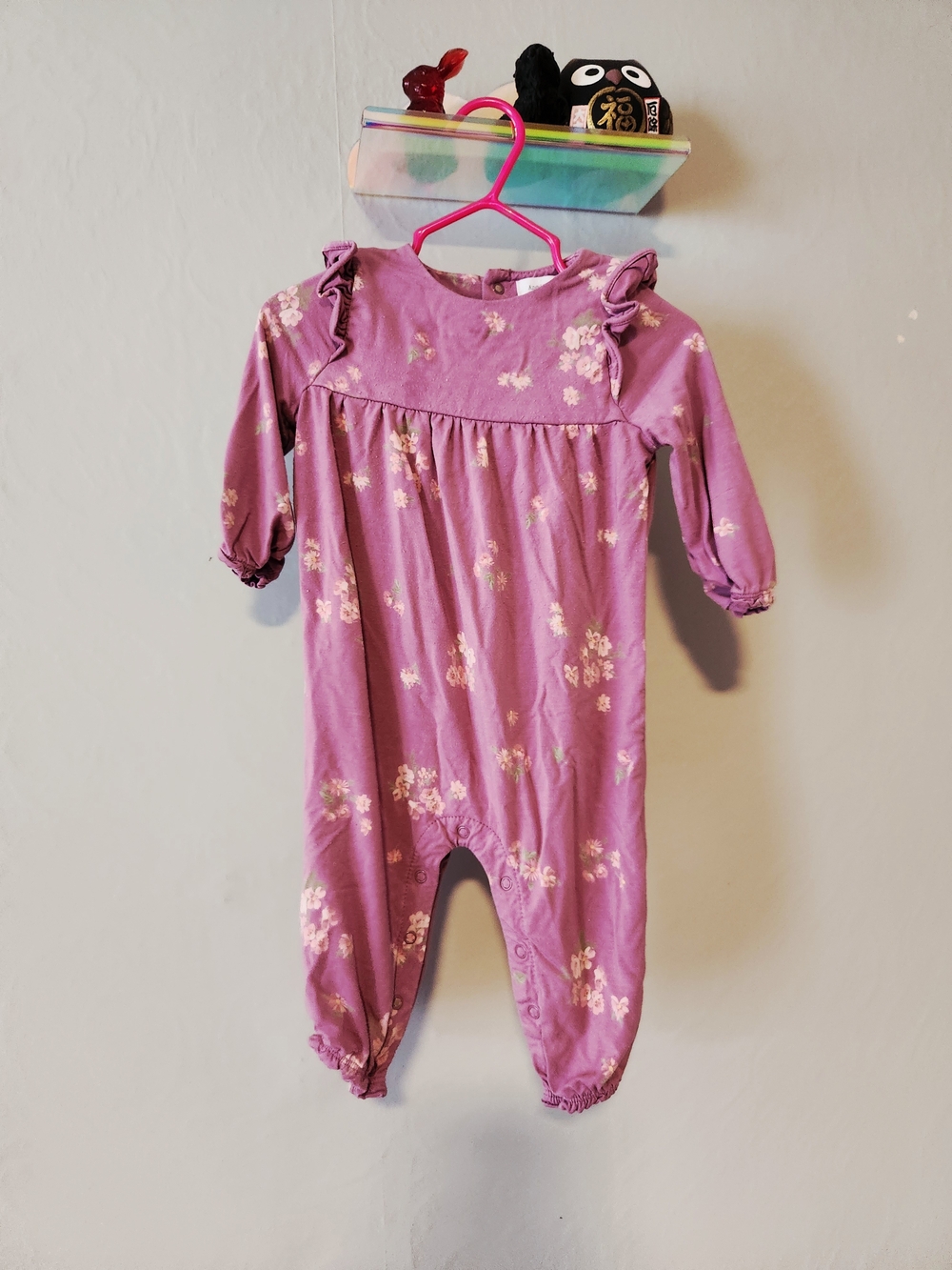 Angel Dear 6-9 Month Bamboo Lavender Floral Ruffle One-Piece